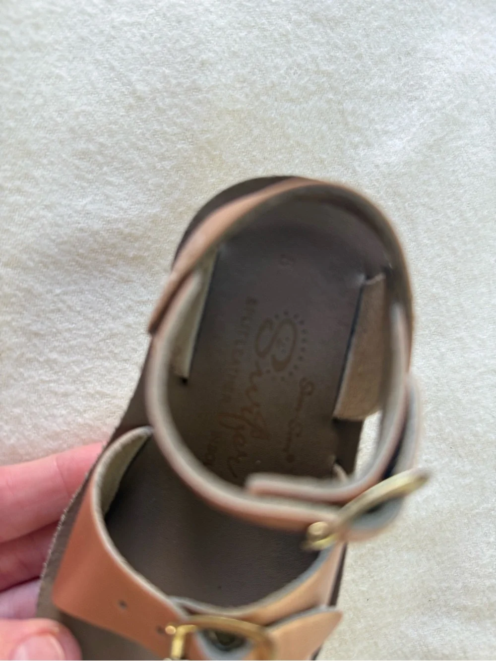Children's Metallic Rose Gold Buckle Sandals - Adjustable Straps Size 5